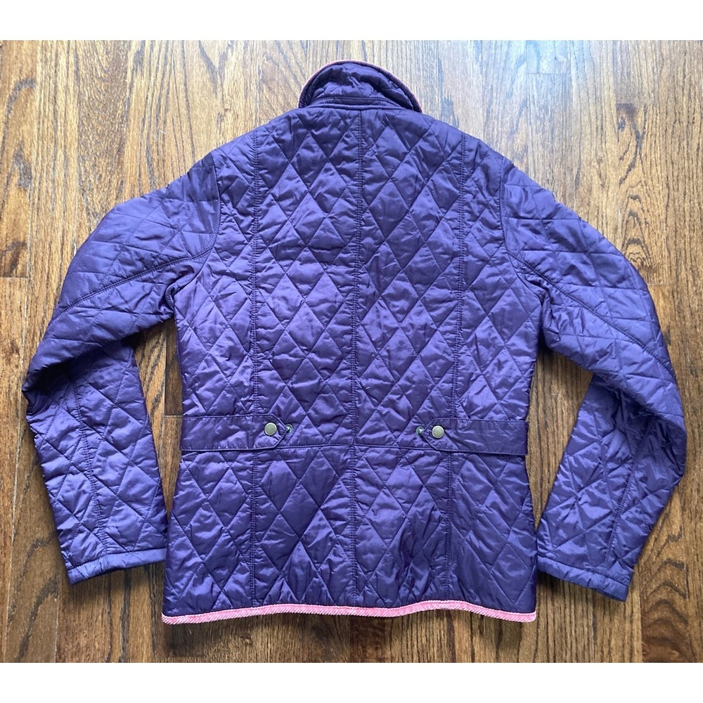 Barbour Jacket Women's Size 6 Quilted Purple Pink Corduroy Collar Snap Heritage - Picture 8 of 10